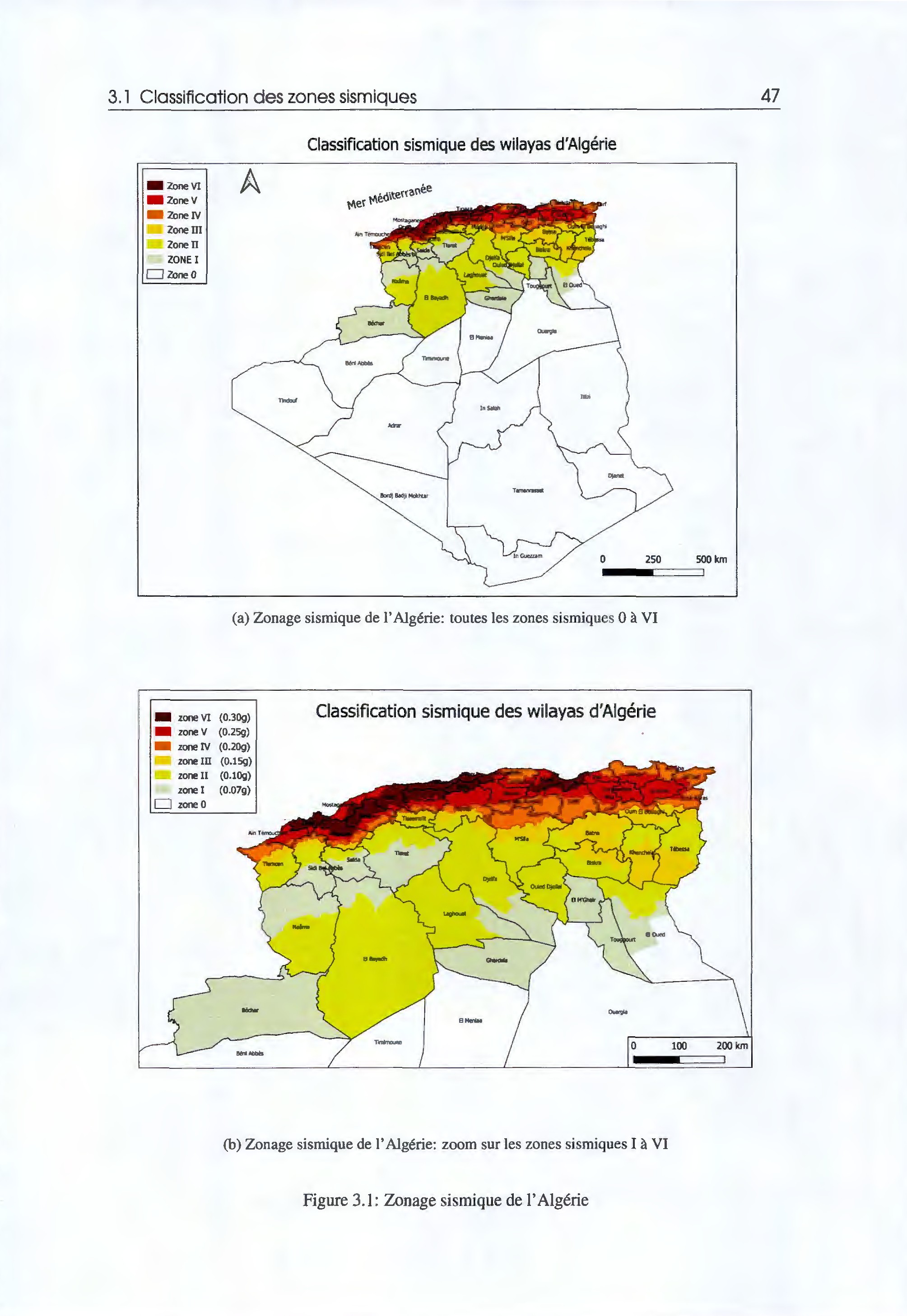 Figure 3.1: Zonage sismique de l'Algérie